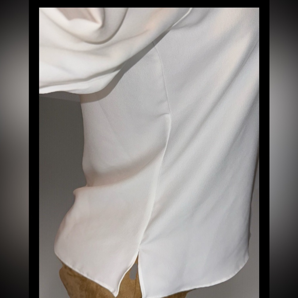 REBA White Blouse With Lace Trim & Sleeves, Silky, Bell Sleeves Top western S​​ - Picture 3 of 11